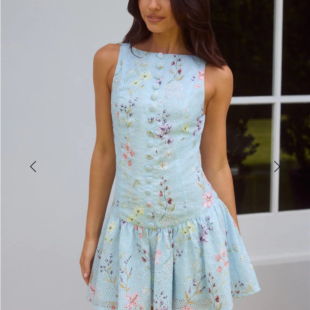 Hello Molly Blue Pleated Fit and Flare Mini Dress